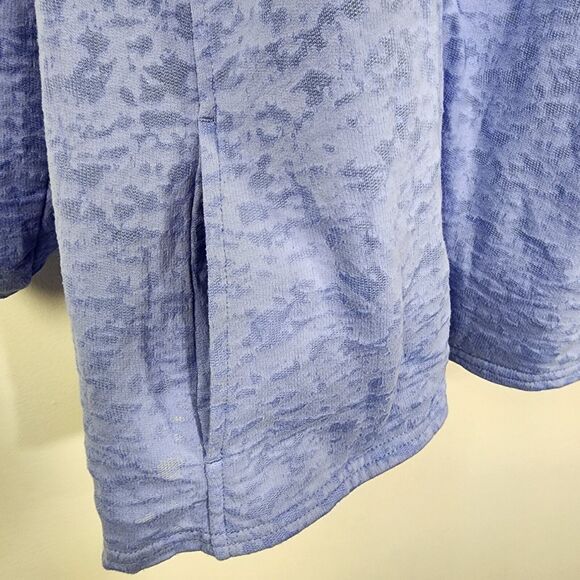 Exertek Jacket Womans Size 3X Baby Blue Burnout Cotton Blend Full Zip Roll Tab - Picture 7 of 11